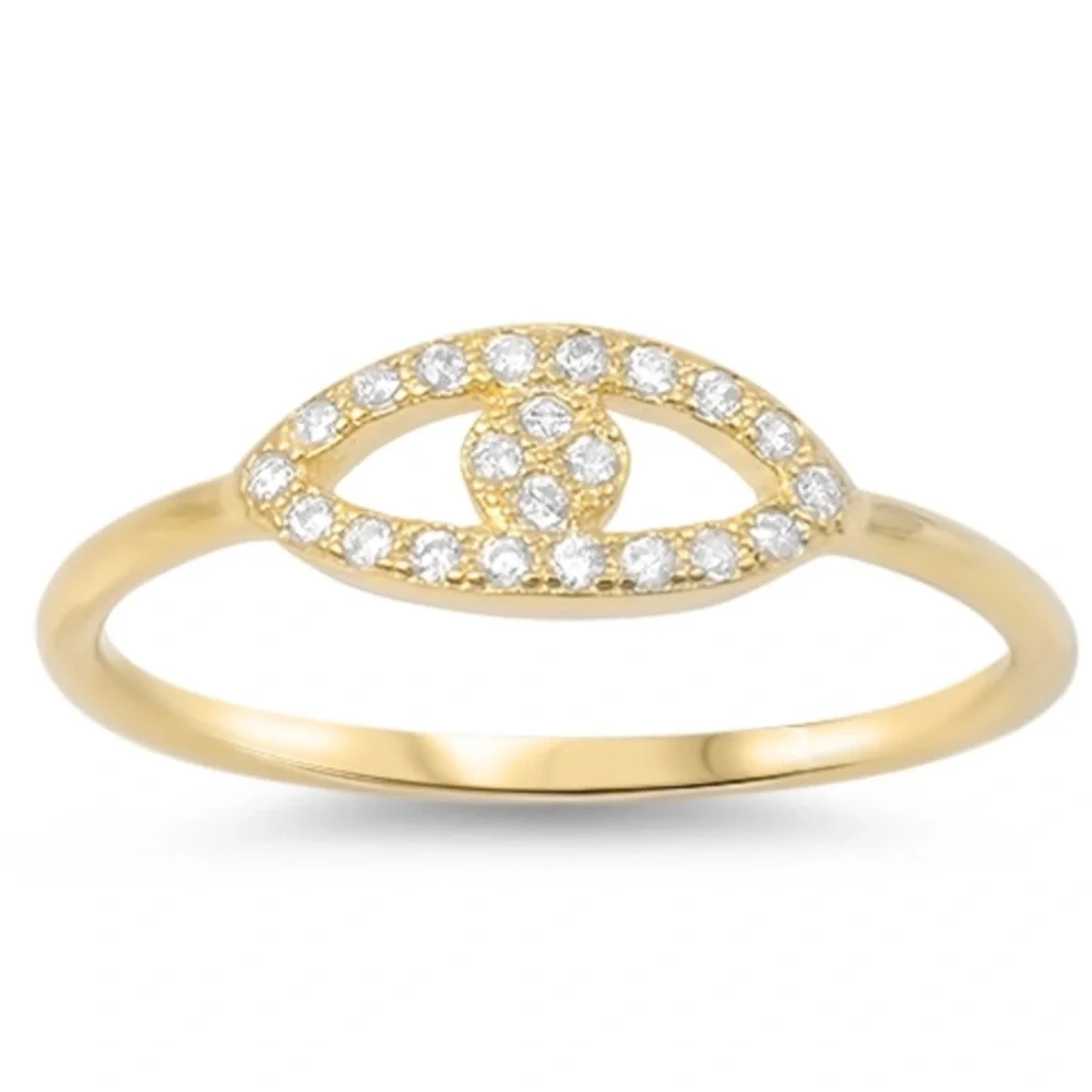 Evil Eye Gold Plated, Silver Ring - Picture 1 of 9